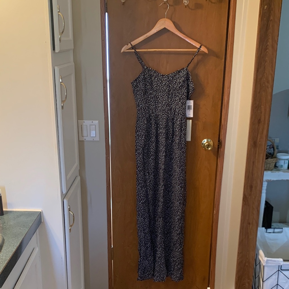 Navy and White Spaghetti Strap Maxi Dress